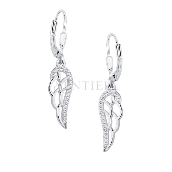 Silver (925) Earrings - wings with white zirconia