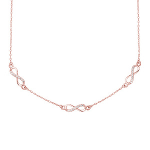 Silver (925) rose gold-plated necklace Infinities with white zirconias