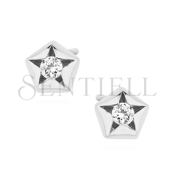 Silver (925) star shape earrings with zirconia