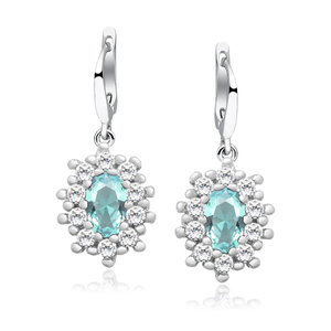 Silver (925) Earrings aquamarine colored zirconia