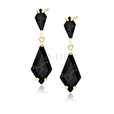 Silver (925) stylish, earrings with black zirconias - gold-plated