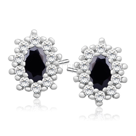 Silver (925) Earrings black colored zirconia