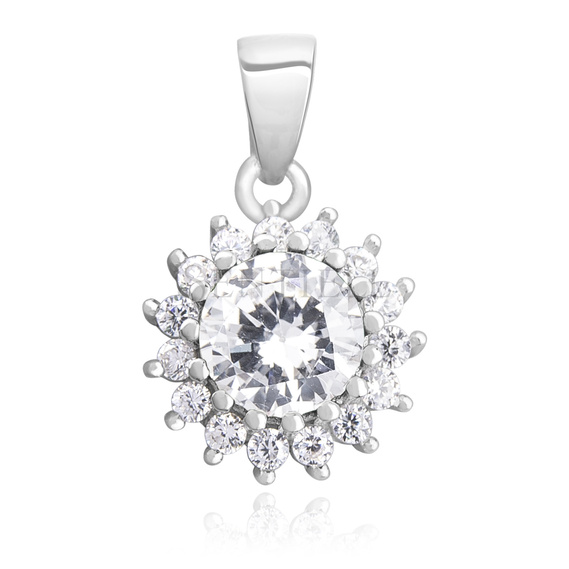 Silver (925) pendant with elegant round white zirconia