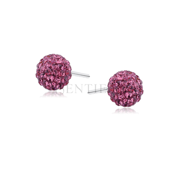 Silver (925) Earrings disco ball 6mm rose