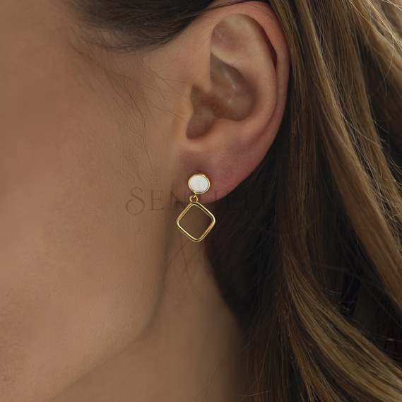 Silver (925) gold-plated earrings with Nacre