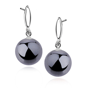 Silver earrings 925 balls - hematite