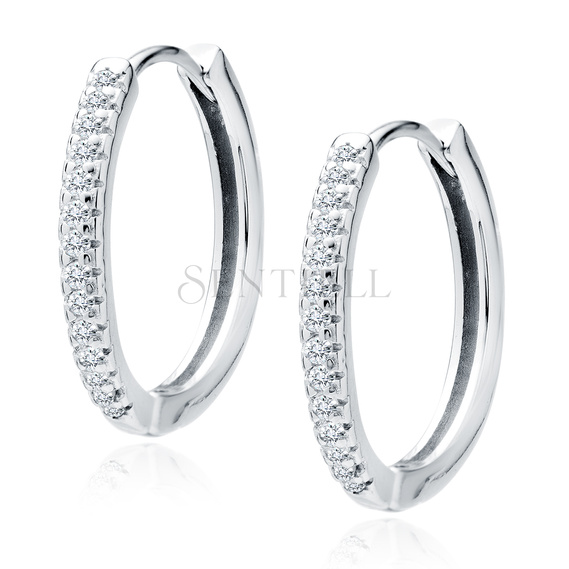 Silver (925) earrings hoop with zirconia