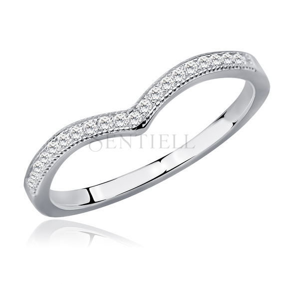 Silver (925) subtle ring with white zirconia