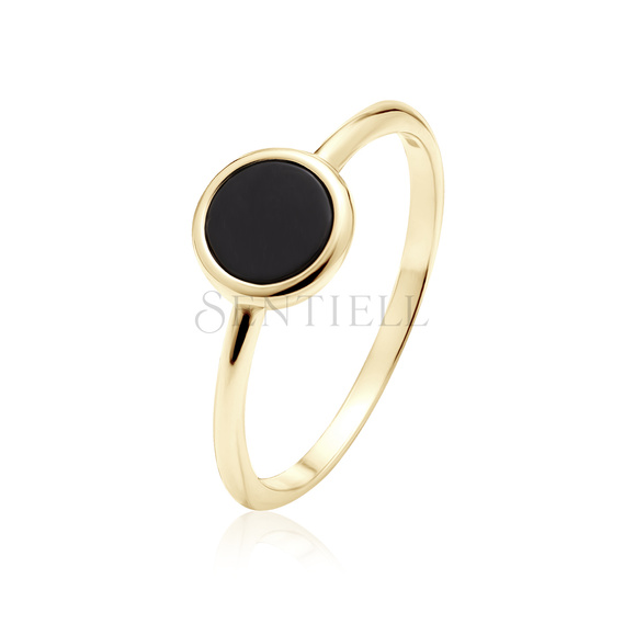 Silver (925) gold-plated ring with black enamel