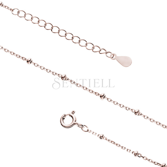 Silver rose gold-plated anklet (925) diamond cut anchor Ø 030 with balls