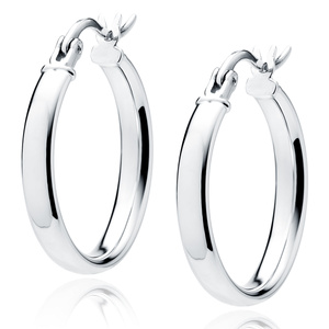 Silver (925) earrings hoops - highly polished