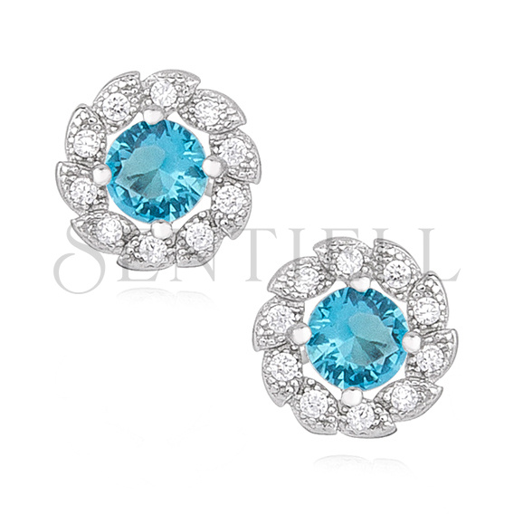 Silver (925) earrings with aquamarine zirconia