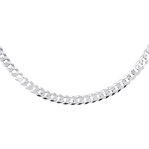 Silver (925) diamond-cut chain - curb extra flat rhodium-plated Ø 180