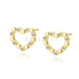 Silver (925) gold-plated earrings heart with zirconias