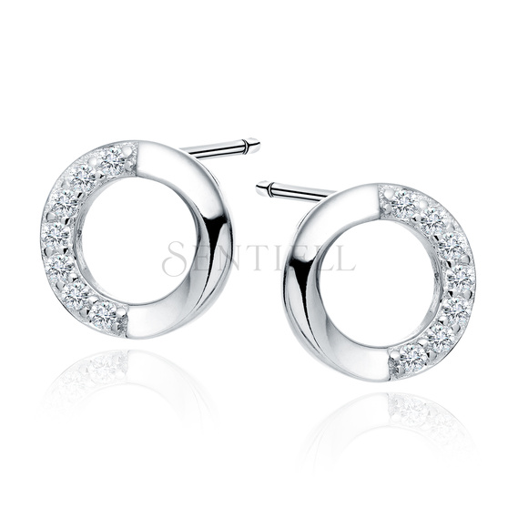 Silver (925) earrings circles with white zirconias