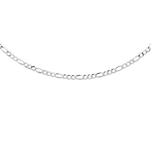 Silver (925) diamond-cut chain - figaro extra flat Ø 060 rhodium-plated