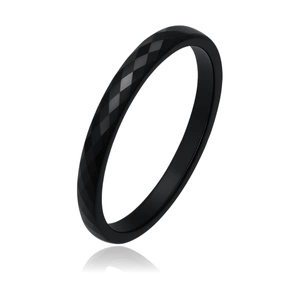 Black faceted ceramic ring 3mm
