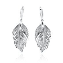 Silver (925) elegant feather earrings