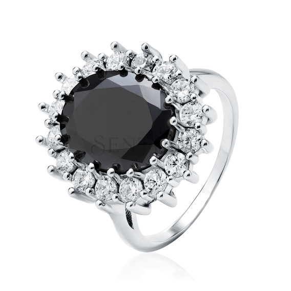 Silver (925) ring with big black zirconia