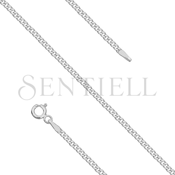 Silver (925) diamond-cut chain - curb extra flat Ø 050 rhodium-plated