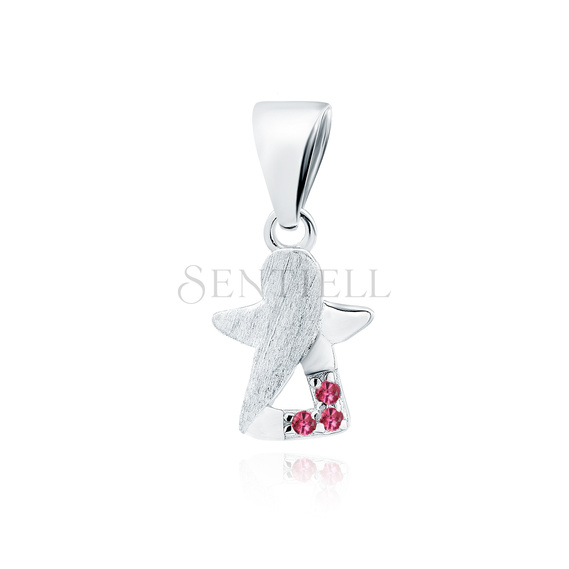 Silver (925) pendant with ruby zirconias - angel