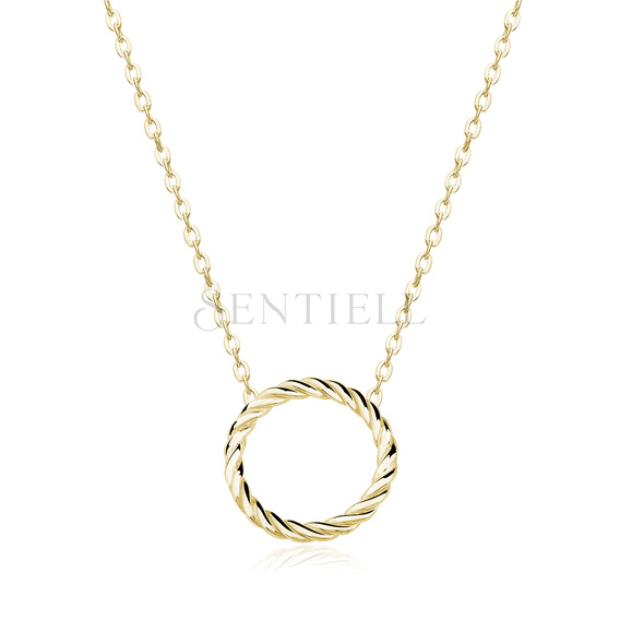 Silver (925) necklace with round pendant - gold-plated