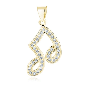 Silver (925) note pendant with zirconia - gold-plated