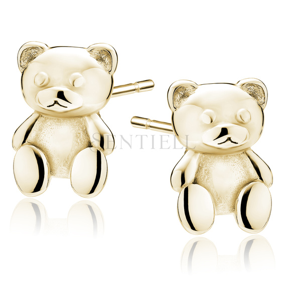 Pendientes de plata de ley 925 chapados en oro - oso