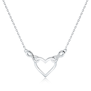 Silver (925) necklace - heart and infinities with white zirconias