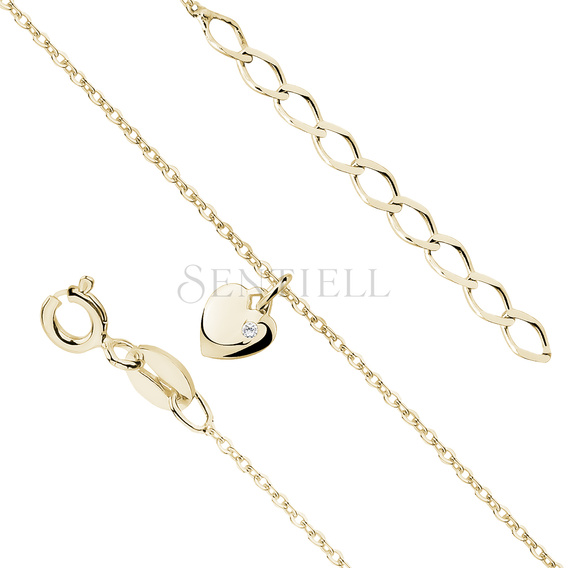 Silver (925) anklet - adjustable size with gold-plated heart and zirconia