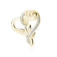 Silver (925) gold-plated heart pendant with rose and white zirconias