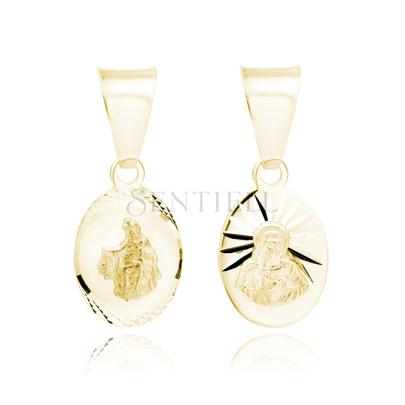 Colgante de Plata de ley 925 chapado en oro Jesús Cristo / Escapulario María