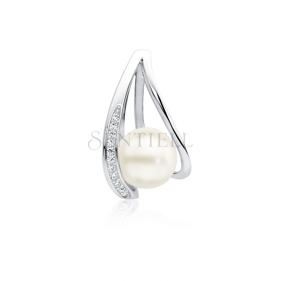 Colgante de perla de plata de ley 925 con circonitas