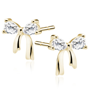 Silver (925) gold-plated earring bows with white zirconias