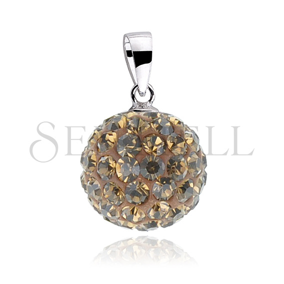 Silver (925) pendant disco ball 10mm brown classic