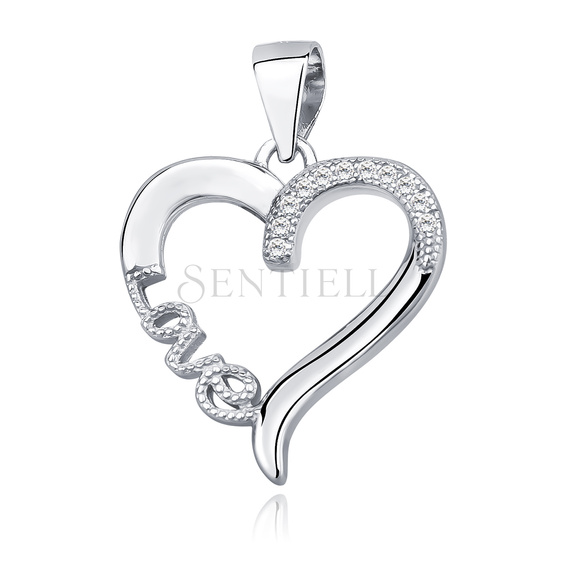 Silver (925) pendant - love, heart with zirconia