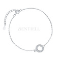 Silver (925) bracelet with round pendant and zirconia