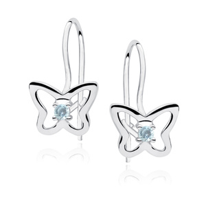 Silver (925) Earrings akwamarynowa zirconia - butterflies