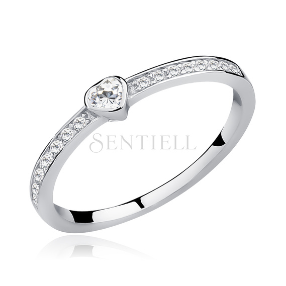 Silver (925) subtle ring with white zirconia 