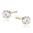 Silver (925) gold-plated earrings round white zirconia diameter 6mm