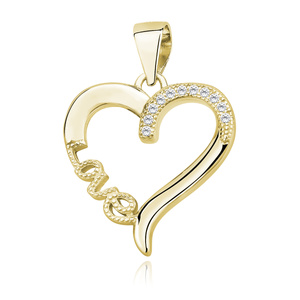 Silver (925) gold-plated pendant - love, heart with zirconia