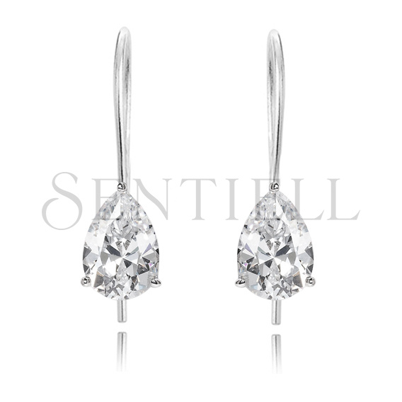 Silver (925) earrings tear-shaped white zirconia 5mm x 7mm