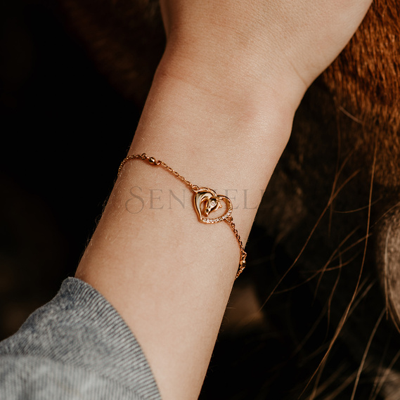 Silver (925) gold-plated bracelet - horse with white zirconias