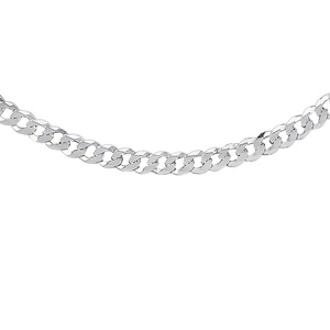 Silver (925) diamond-cut chain - curb extra flat Ø 120 rhodium-plated