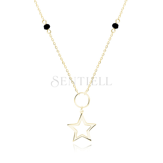 Silver (925) gold-plated necklace with star and black spinels