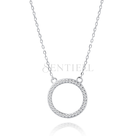 Silver (925) necklace - circle with white zirconias