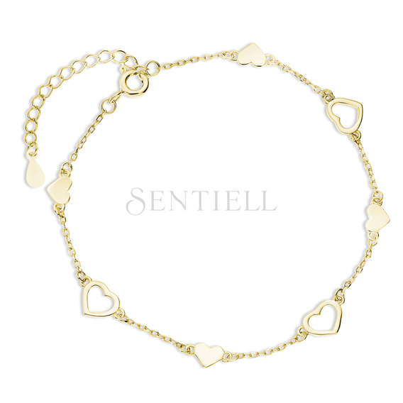 Silver (925) gold-plated bracelet - hearts