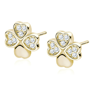 Silver (925) gold-plated clover earrings with zirconias