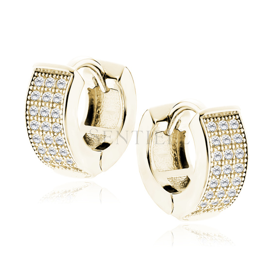 Silver (925) gold-plated earrings hoop with zirconia