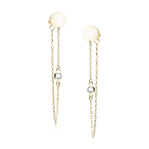 Silver (925) gold-plated earrings circle with white zirconia on chain